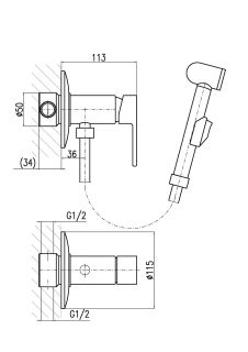 Гигиенический душ со смесителем Rav Slezak Vltava VT447/1CMATZ черный золото